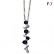 14K White Gold Genuine Sapphire And Diamond Necklace