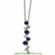 14K White Gold Genuine Sapphire And Diamond Necklace