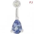 14K White Gold Genuine Tanzanite And Diamond Pendant