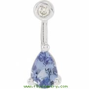 14K White Gold Genuine Tanzanite And Diamond Pendant