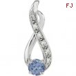 14K White Gold Genuine Tanzanite And Diamond Pendant