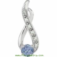 14K White Gold Genuine Tanzanite And Diamond Pendant