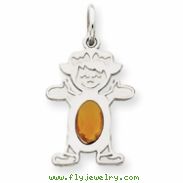 14K White Gold Girl 6x4 Oval  Genuine Citrine-Nov
