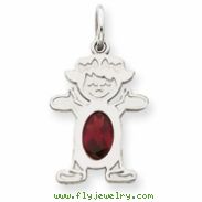 14K White Gold Girl 6x4 Oval  Genuine Garnet-Jan