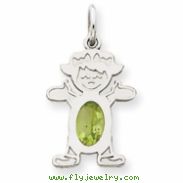 14K White Gold Girl 6x4 Oval  Genuine Peridot-Aug