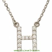 14K White Gold H Diamond Necklace