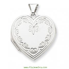 14k White Gold Heart Locket