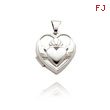 14K White Gold Heart-Shaped Claddagh Locket