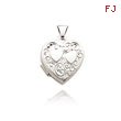 14K White Gold Heart-Shaped Double Hearts Locket