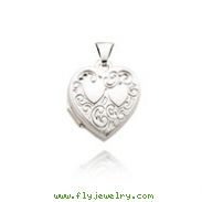 14K White Gold Heart-Shaped Double Hearts Locket