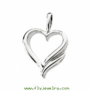 14K White Gold Heart Shaped Pendant