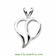 14K White Gold Heart Shaped Pendant