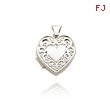 14K White Gold Heart-Shaped Scroll Trim Locket