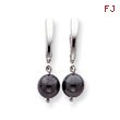 14K White Gold Hematite Bead Dangle Earrings