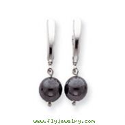 14K White Gold Hematite Bead Dangle Earrings