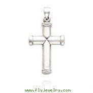 14K White Gold Hollow Cross Pendant