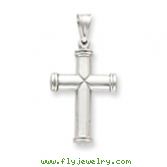 14K White Gold Hollow Cross Pendant