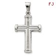 14K White Gold Hollow Cross Pendant