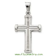 14K White Gold Hollow Cross Pendant