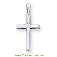 14K White Gold Hollow Cross Pendant