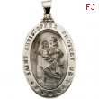 14K White Gold Hollow Oval St. Christopher Medal