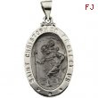 14K White Gold Hollow Oval St. Christopher Medal