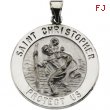 14K White Gold Hollow Round St. Christopher Medal