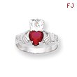 14K White Gold January Birthstone Claddagh Ring