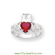 14K White Gold January Birthstone Claddagh Ring