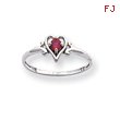 14K White Gold January Garnet Birthstone Heart Ring