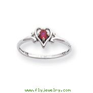 14K White Gold January Garnet Birthstone Heart Ring