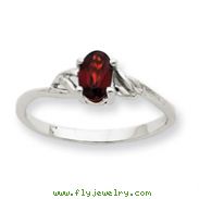 14K White Gold January Garnet Birthstone Ring