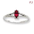 14K White Gold January Garnet Birthstone Ring