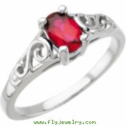 14K White Gold January Youth Imitation Birthstone Ring