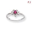 14K White Gold July Ruby Birthstone Heart Ring