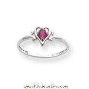 14K White Gold July Ruby Birthstone Heart Ring