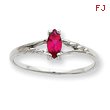 14K White Gold July Ruby Birthstone Ring