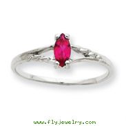 14K White Gold July Ruby Birthstone Ring