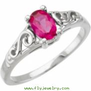 14K White Gold July Youth Imitation Birthstone Ring