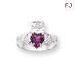 14K White Gold June Birthstone Claddagh Ring