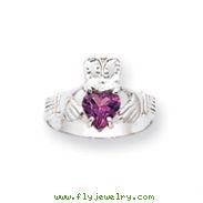 14K White Gold June Birthstone Claddagh Ring