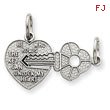 14K White Gold Key & Heart Break-Apart Charm