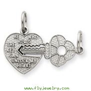 14K White Gold Key & Heart Break-Apart Charm