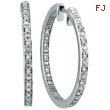 14K White Gold Large .25ct Diamond Hoop Earrings Inside Outside Hoops