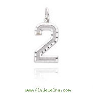 14K White Gold Large Diamond-Cut Number 2 Charm