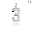 14k White Gold Large Diamond-Cut Number 3 Charm