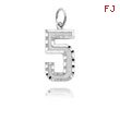 14K White Gold Large Diamond-Cut Number 5 Charm