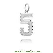 14K White Gold Large Diamond-Cut Number 5 Charm