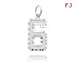 14K White Gold Large Diamond-Cut Number 6 Charm