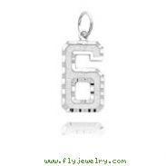 14K White Gold Large Diamond-Cut Number 6 Charm